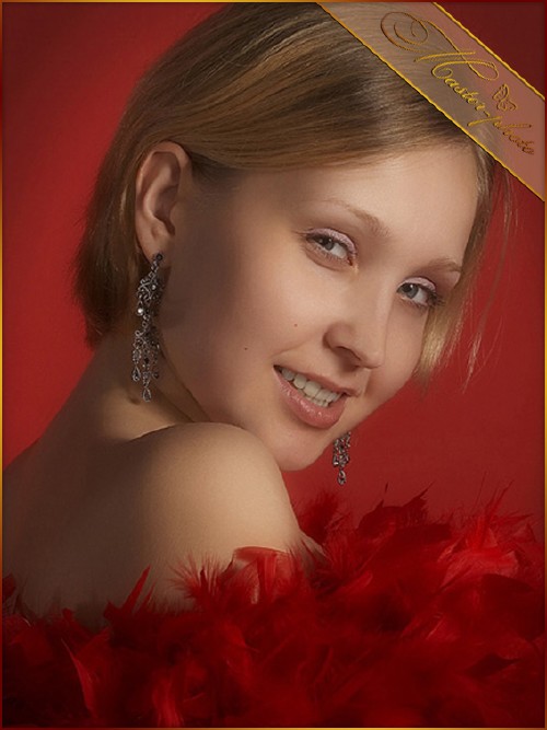 Шаблон женский для photoshop - Перья гламурные красные
