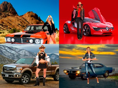Шаблоны для фотошопа  - Девушки возле автомобилей