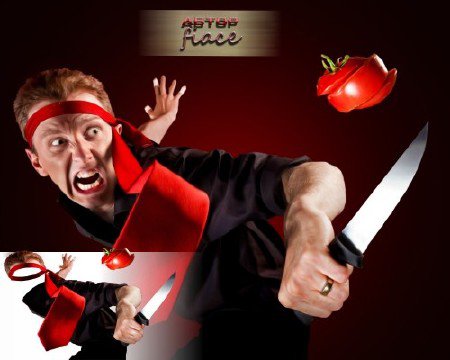 Фотошаблон psd - Повар самурай